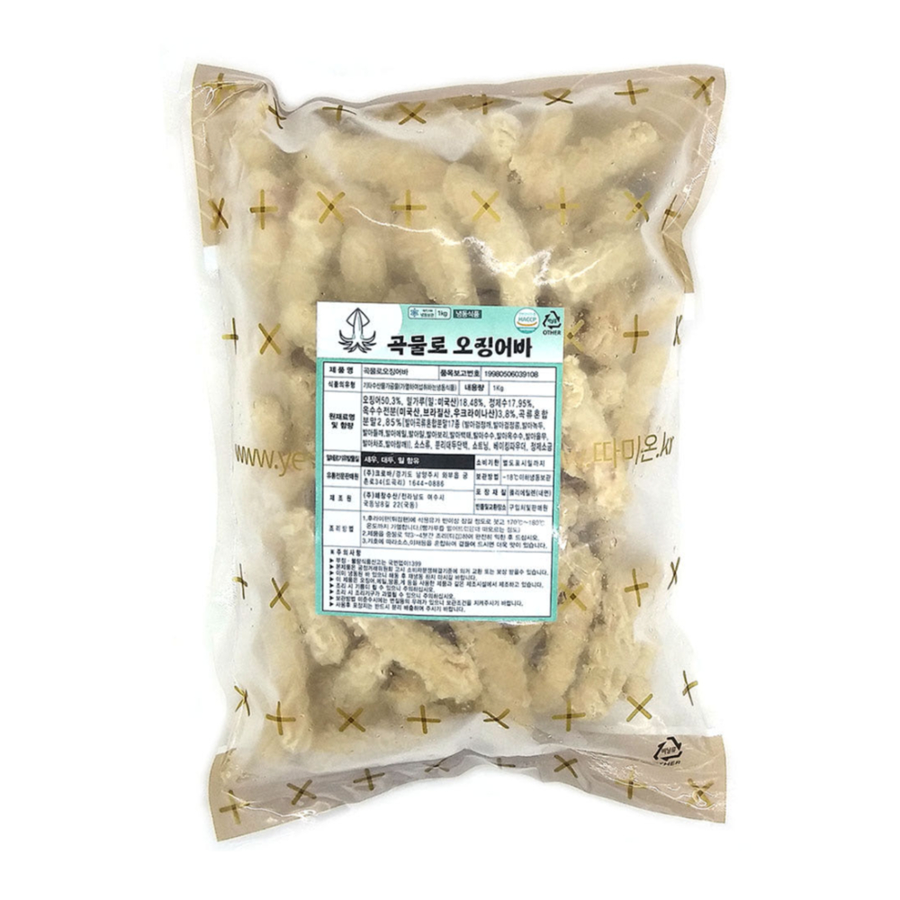 곡물로 바삭한 오징어바 튀김