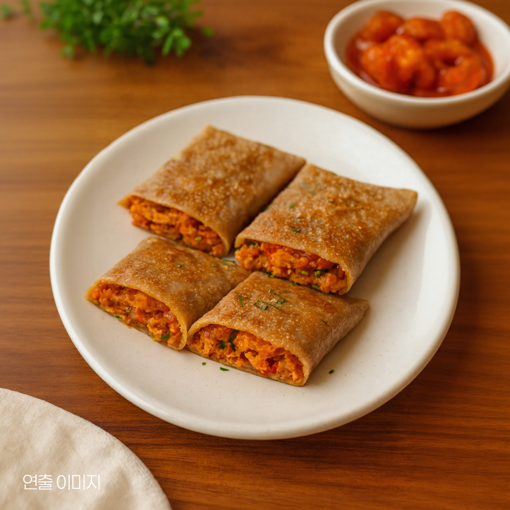 속이 꽉찬 메밀 김치 전병