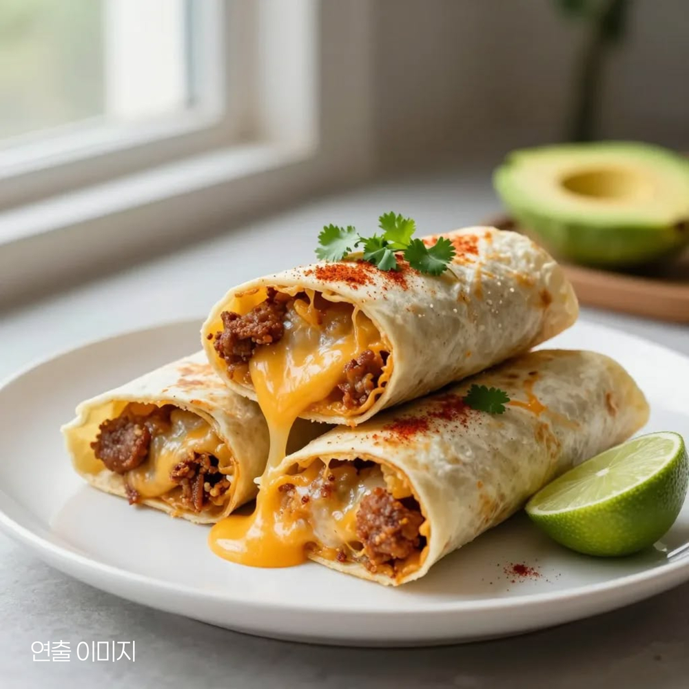 체다 불고기 부리또+소시지 부리또